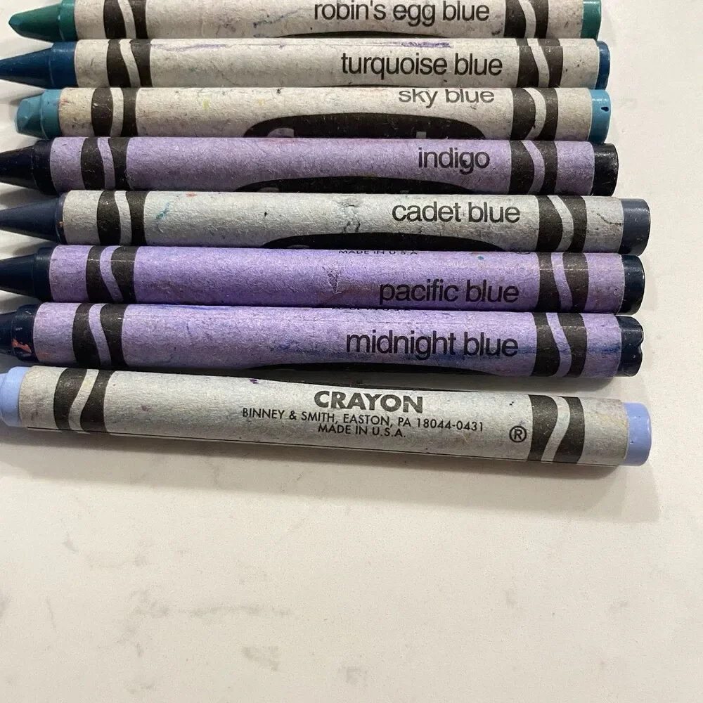 Vintage Crayola Crayons Blues Purples Discontinued Binney And Smith Bundle
